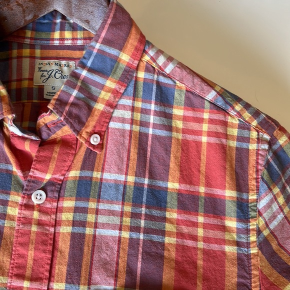 J. Crew Cotton Orange Plaid Indian Madras Button Down Shirt Small - Picture 4 of 4